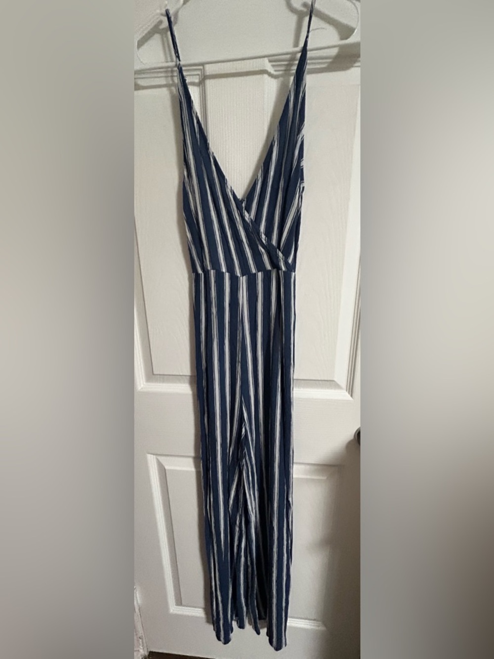 Forever 21 Blue & White Striped Wide Leg Jumpsuit Size: S